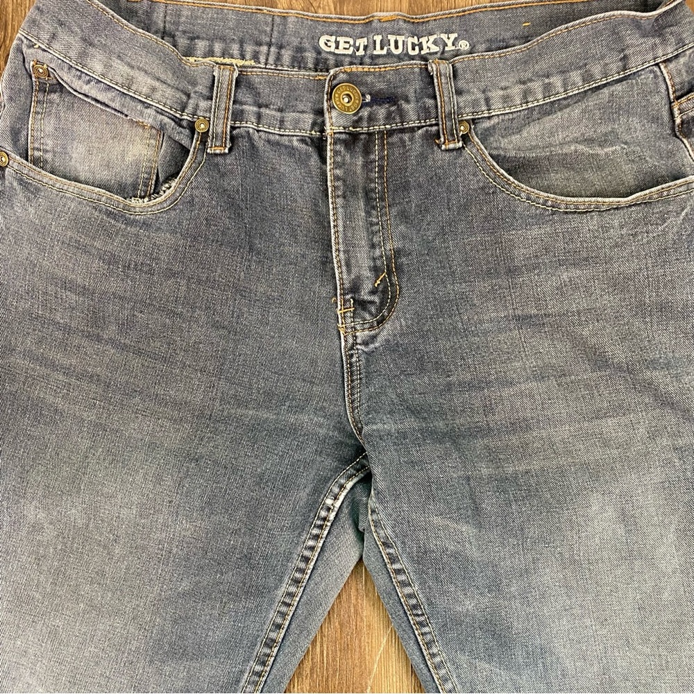 Get Lucky Men’s Straight Leg Relaxed Fit Faded Dark Wash Denim W36 L34(31) - Picture 2 of 16
